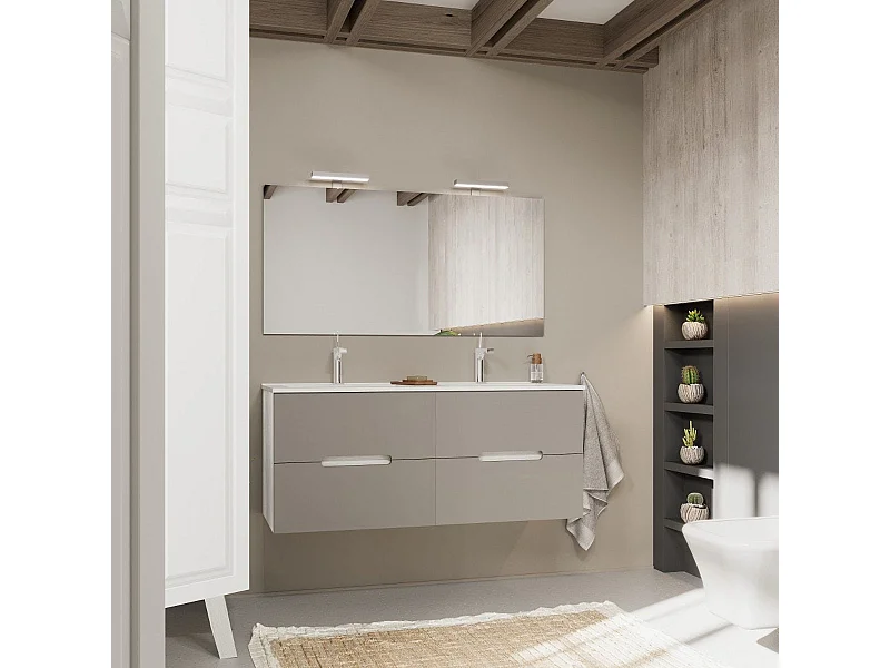 Meuble De Salle De Bain Bicolore 120Cm, 4 Tiroirs Et Double Lavabo | Magnolia