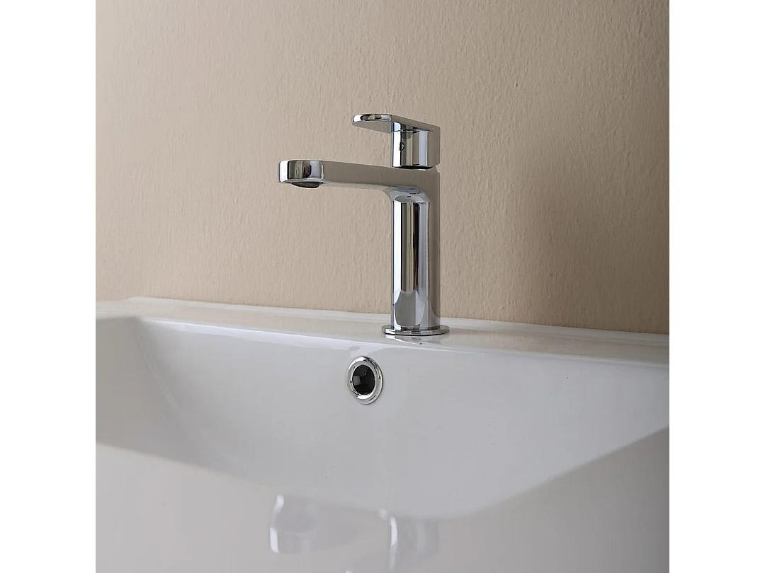 Meuble De Salle De Bain Suspendu 80 Cm Blanc Bois Avec Miroir 80X60 | Barcellona