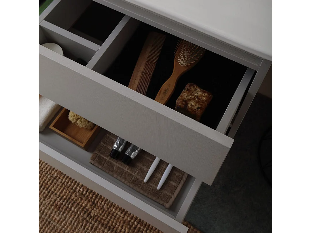 Meuble De Salle De Bain Suspendu 80 Cm Blanc Bois Avec Miroir 80X60 | Barcellona