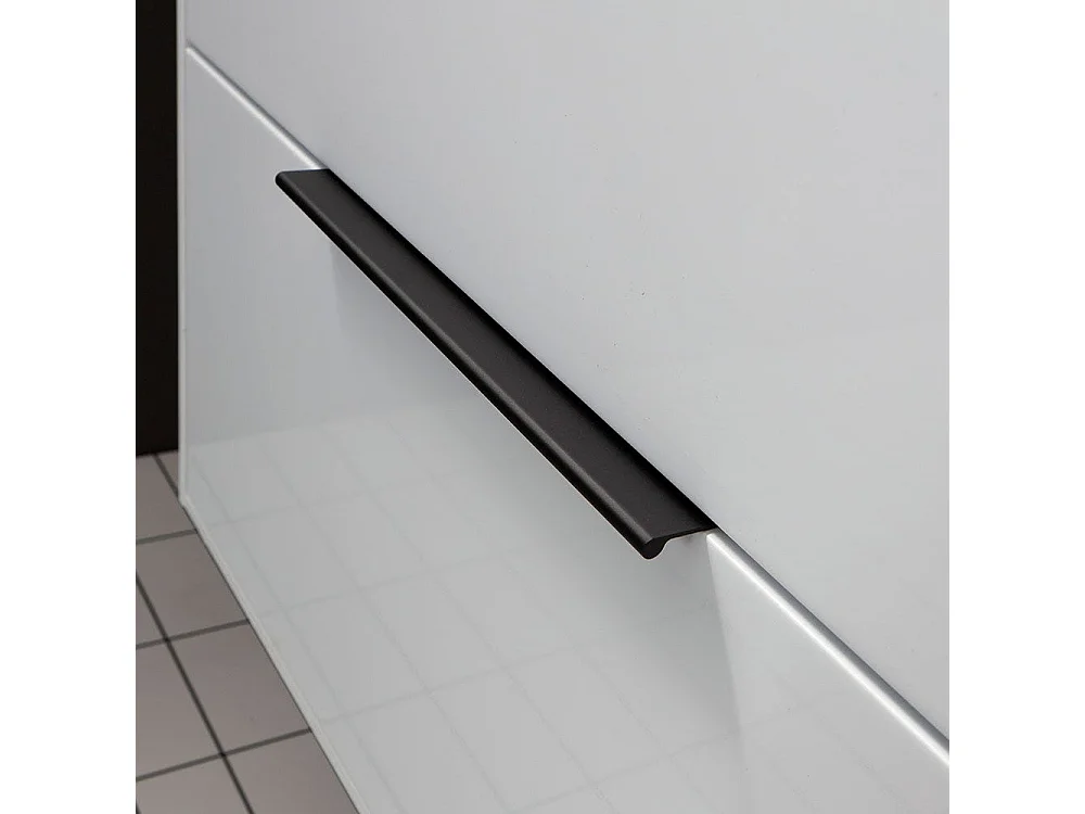 Meuble De Salle De Bain Suspendu 120Cm En Blanc Brillant Avec Poignée En Noir Mat | Parigi