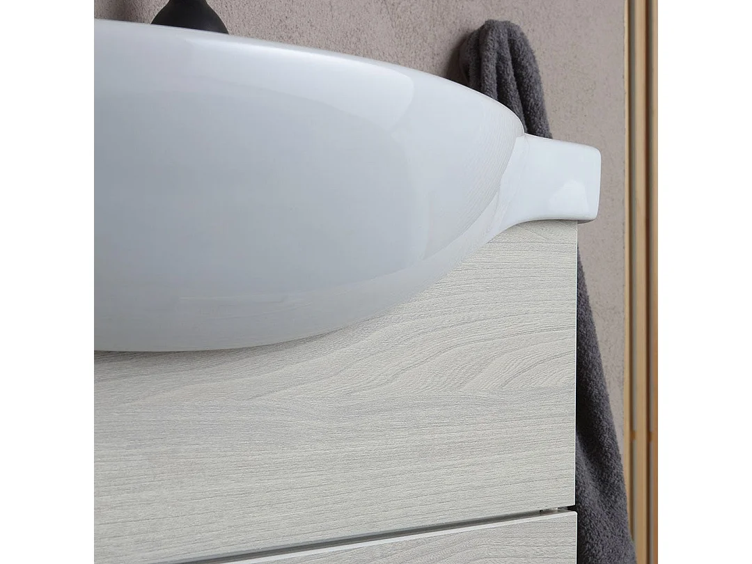 Meuble De Salle De Bains Au Sol 65 Cm Effet Bois Gris Chêne | Rimini