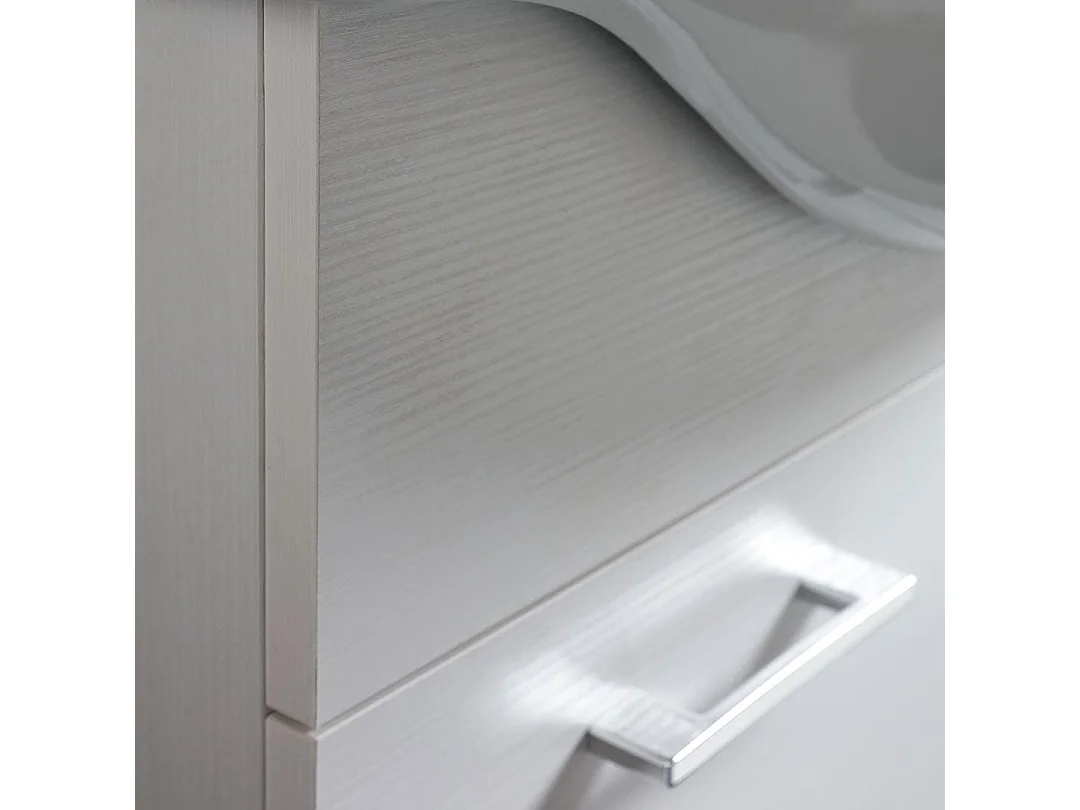 Meuble De Salle De Bains Au Sol 65 Cm Effet Bois Blanc Export | Rimini