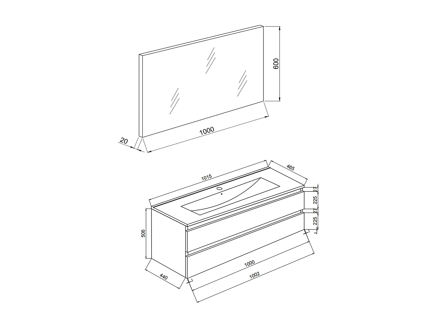 Meuble De Salle De Bains Suspendu 100Cm Avec Tiroirs Blanc | Berlin