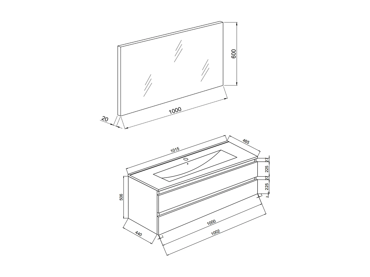 Meuble De Salle De Bains Suspendu 100Cm Avec Tiroirs Blanc | Berlin