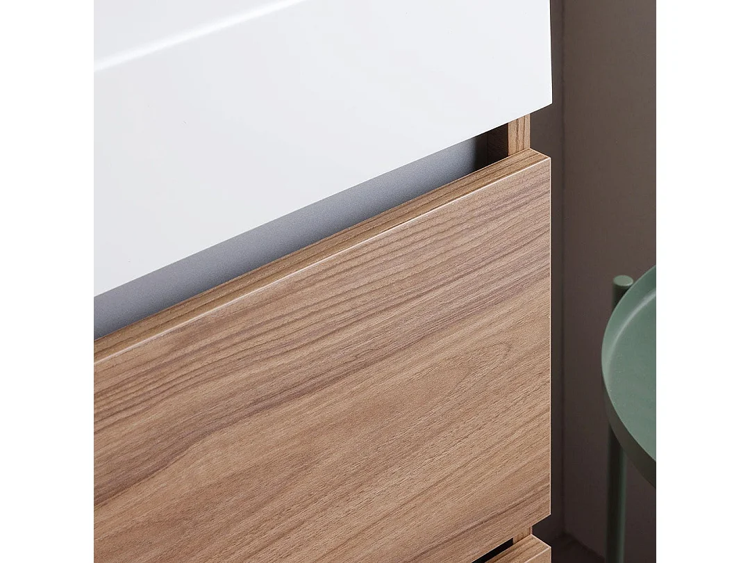 Meuble De Salle De Bains Suspendu 120Cm 2 Tiroirs Chêne Naturel, Lavabo Et Miroir 120X60 | Valentina