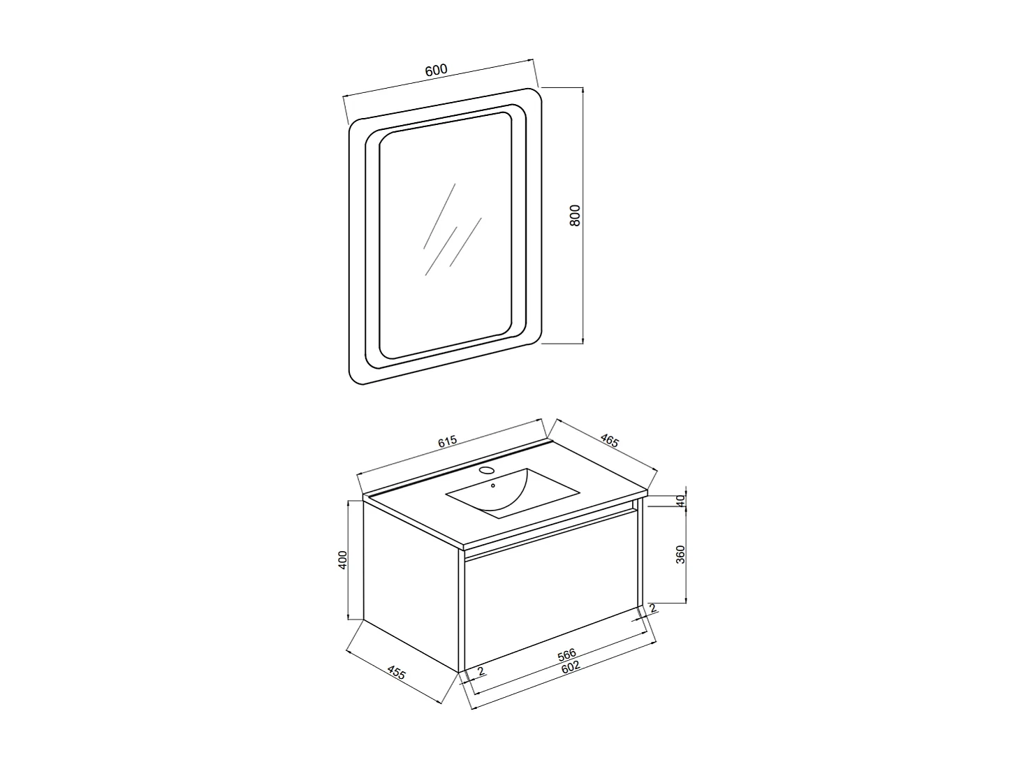 Armoire De Toilette Murale 60Cm Blanc Mat Avec Miroir 60X80 Led | Monaco