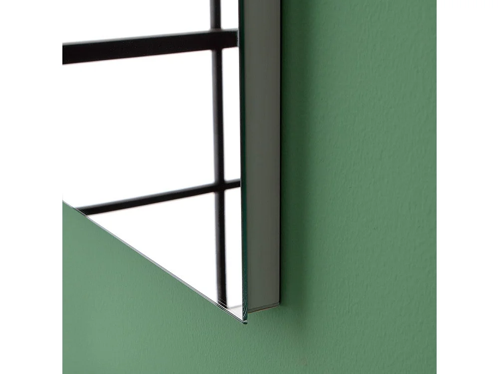 Meuble De Salle De Bain Suspendu 60Cm Avec Effet Ciment Et Miroir Avec Bords Polis | Madrid