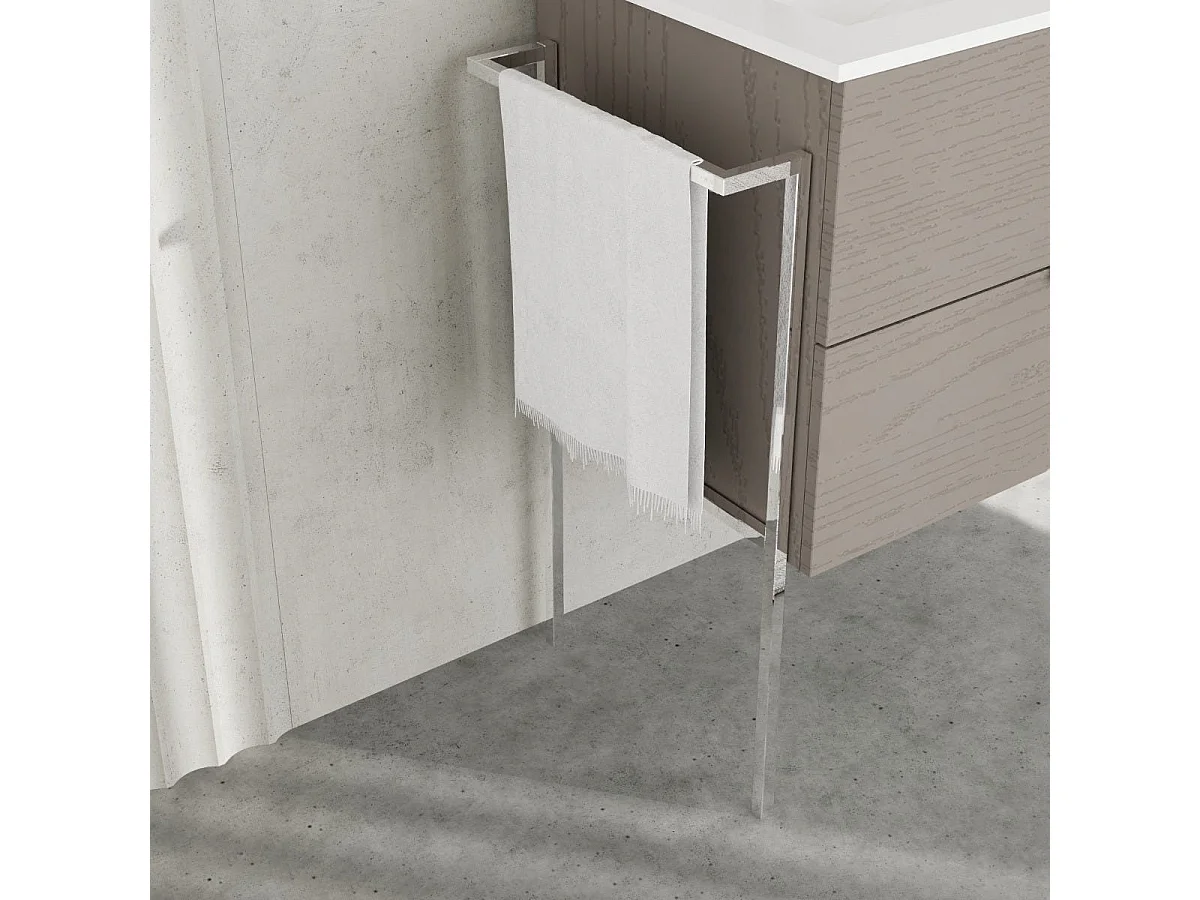 Meuble De Salle De Bain Mural En Frêne Gris De 120 Cm Avec Tiroirs + Compartiment Ouvert | New York