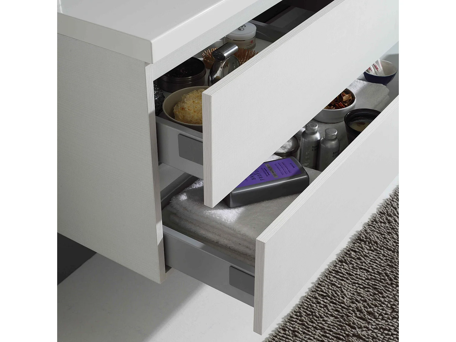 Meuble De Salle De Bains 90 Cm Profondeur Réduite Droite | Manhattan