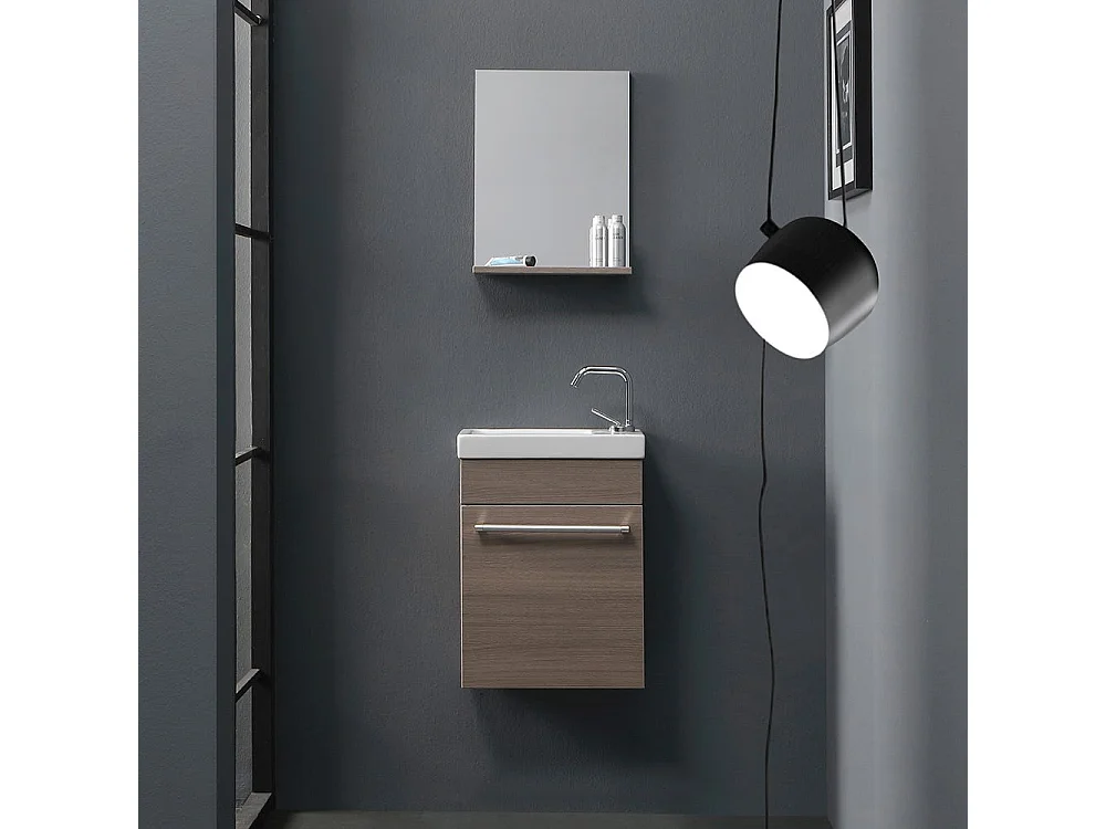 Petit Meuble De Salle De Bains Pour Espaces Reduits Finition Chene Fume | Smart