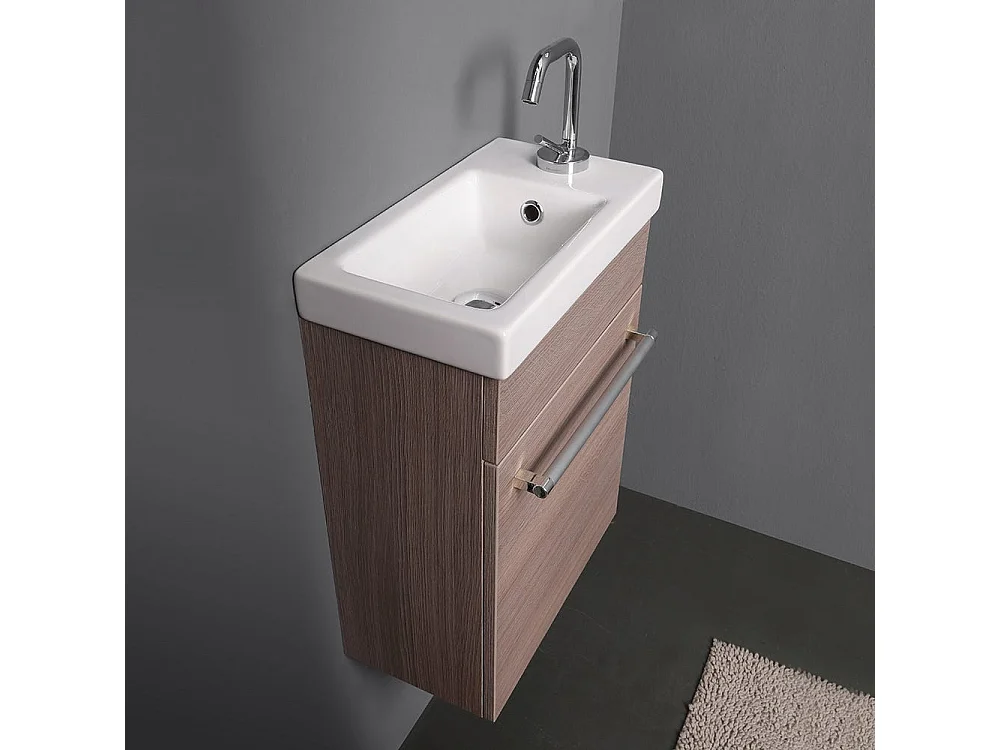 Petit Meuble De Salle De Bains Pour Espaces Reduits Finition Chene Fume | Smart