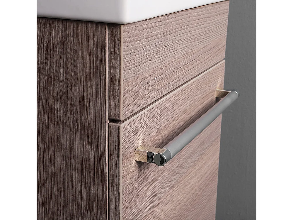 Petit Meuble De Salle De Bains Pour Espaces Reduits Finition Chene Fume | Smart