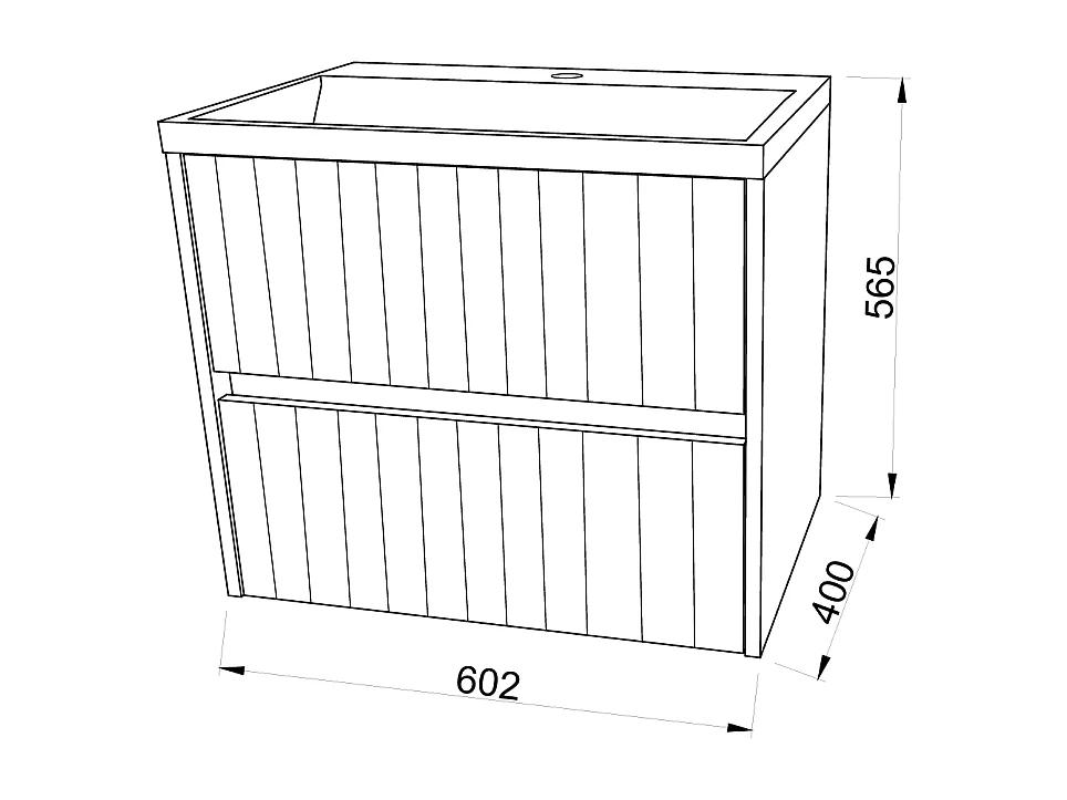 Meuble Suspendu Avec Lavabo 60Cm Chêne Doré Cannelé | Cortina