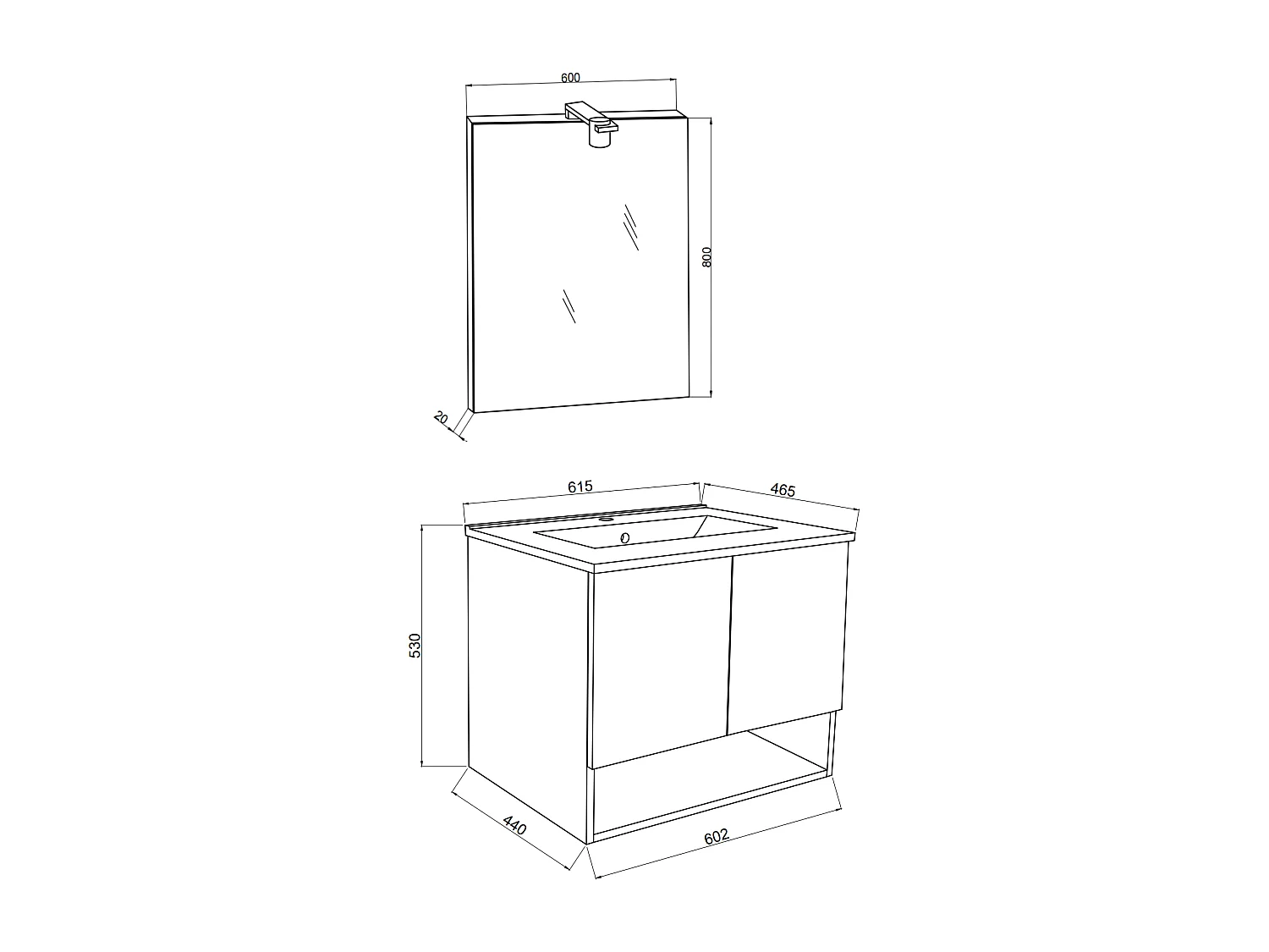 Meuble Suspendu Pour Salle De Bain Avec 2 Portes 60 Cm En Chêne Gris Foncé | Venezia