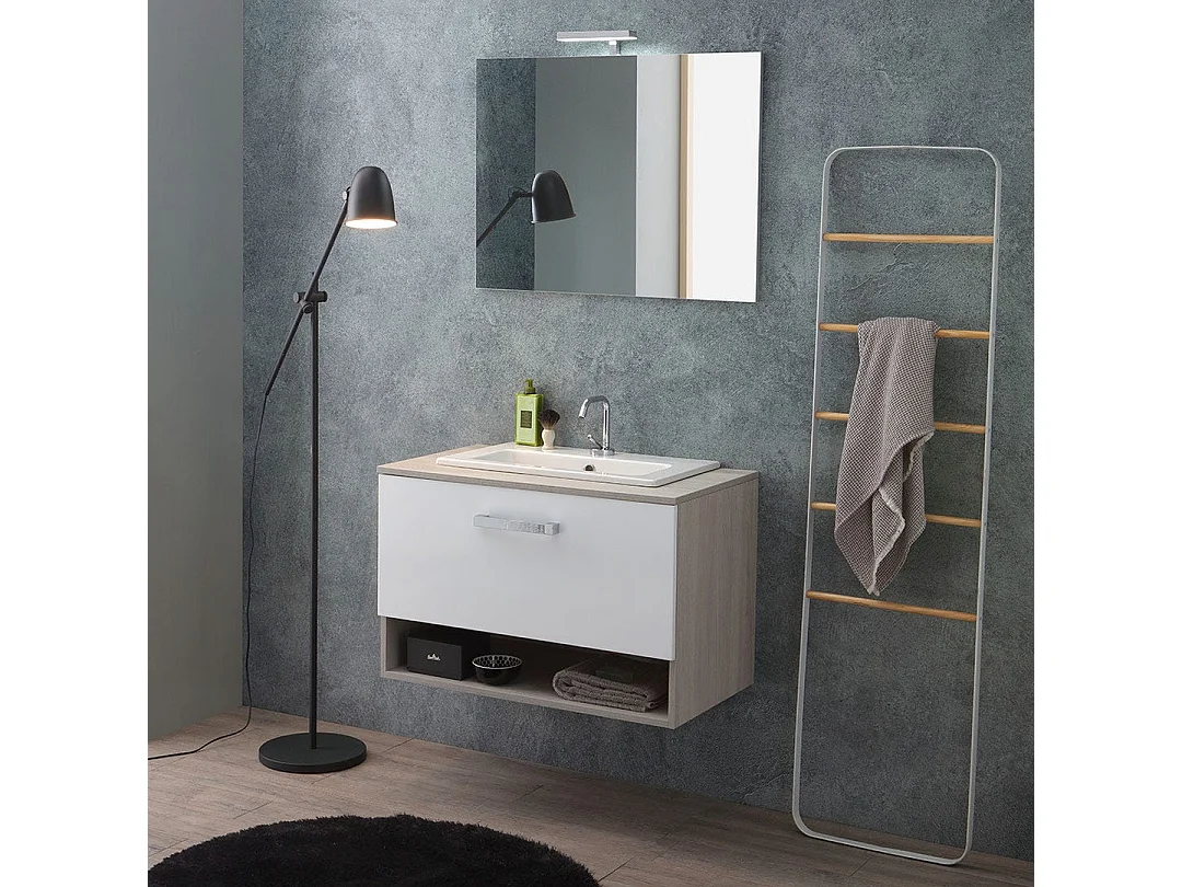 Meuble De Salle De Bain Suspendu 80Cm Avec Vasque À Poser | Lotto