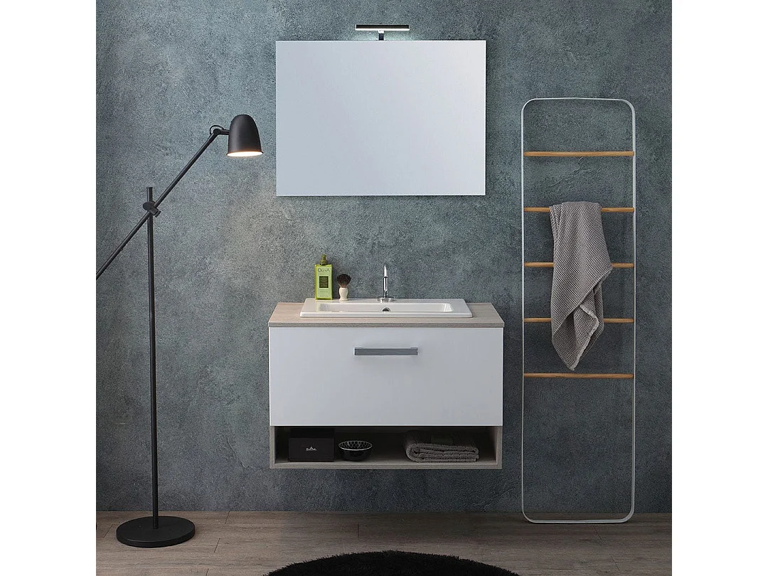 Meuble De Salle De Bain Suspendu 80Cm Avec Vasque À Poser | Lotto