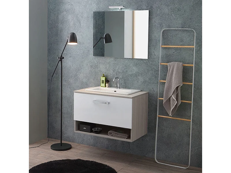 Meuble De Salle De Bain Suspendu 80Cm Avec Vasque À Poser | Lotto