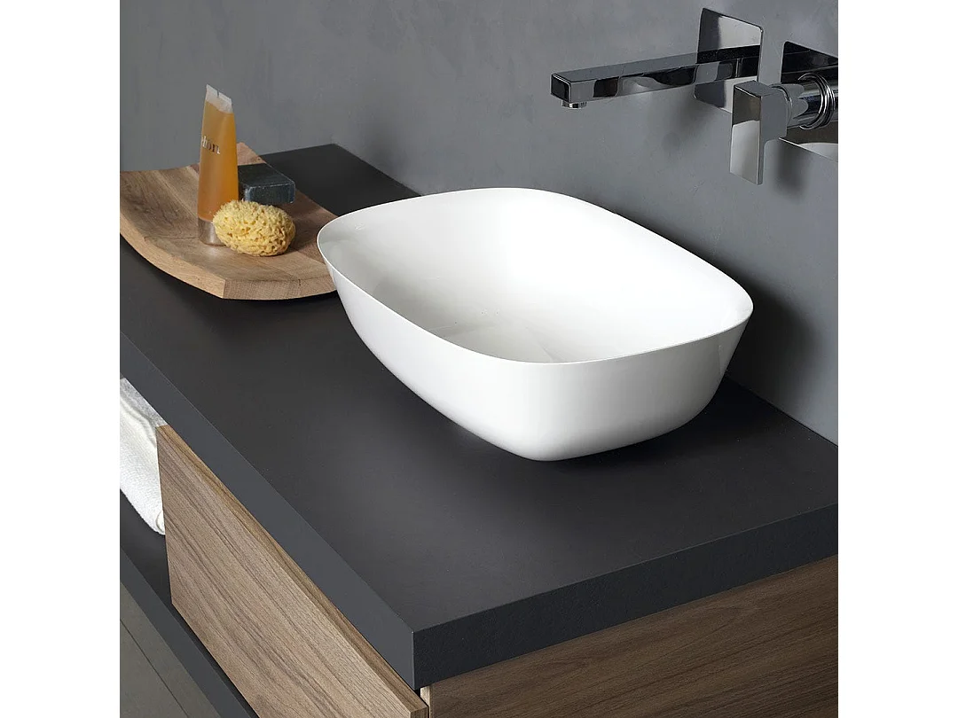 Meuble De Salle De Bain Suspendu 120Cm Avec Plan Anthracite Et Lavabo D'aménagement | Valentina