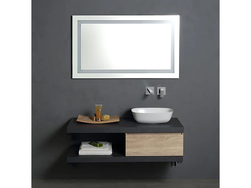 Meuble De Salle De Bain Suspendu 120Cm Avec Plan Anthracite Et Lavabo D'aménagement | Valentina