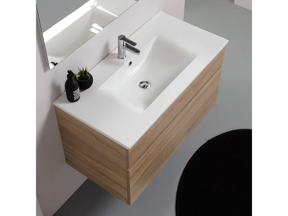 Armoire De Salle De Bain Murale 90 Cm Well En Chêne | Sole