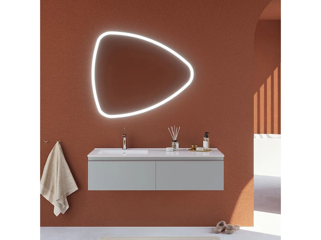 Meuble De Salle De Bains À Suspendre Gris Clair 120Cm, Lavabo Asymétrique | Seattle