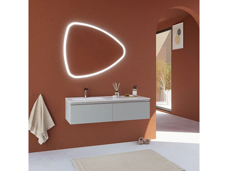 Meuble De Salle De Bains À Suspendre Gris Clair 120Cm, Lavabo Asymétrique | Seattle