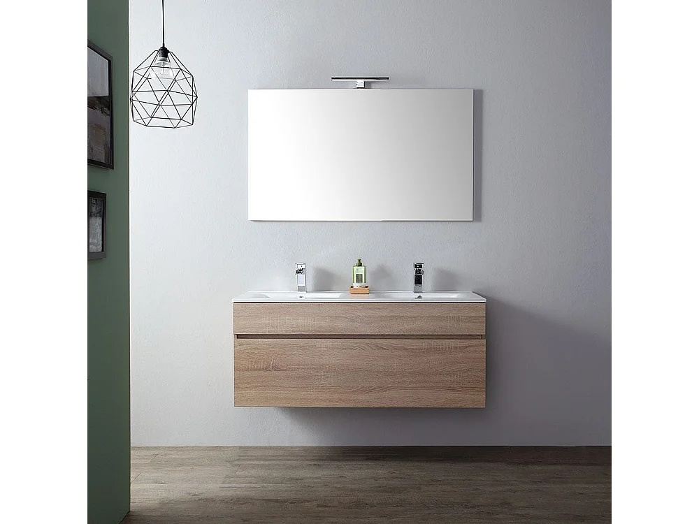Meuble De Salle De Bains De 120 Cm Avec Double Lavabo En Chêne Well Suspendu | Sole
