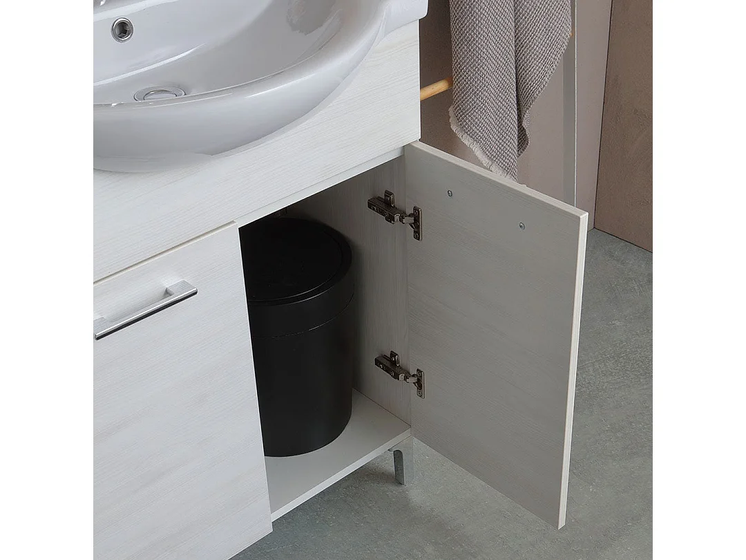 Armoire De Salle De Bains De 65 Cm En Chêne Blanc, À Poser Au Sol | Rimini