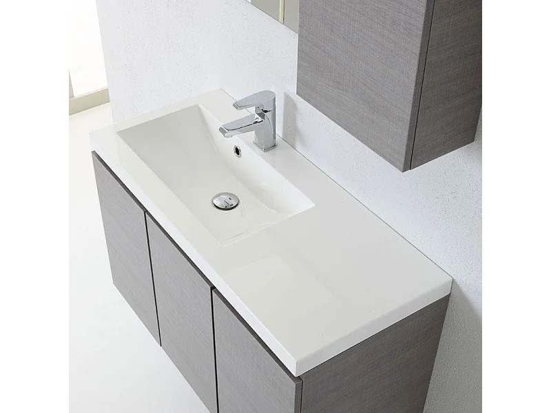 Meuble De Salle De Bains Profondeur Limitée Avec Portes Et Armoire Murale Gauche | Manhattan