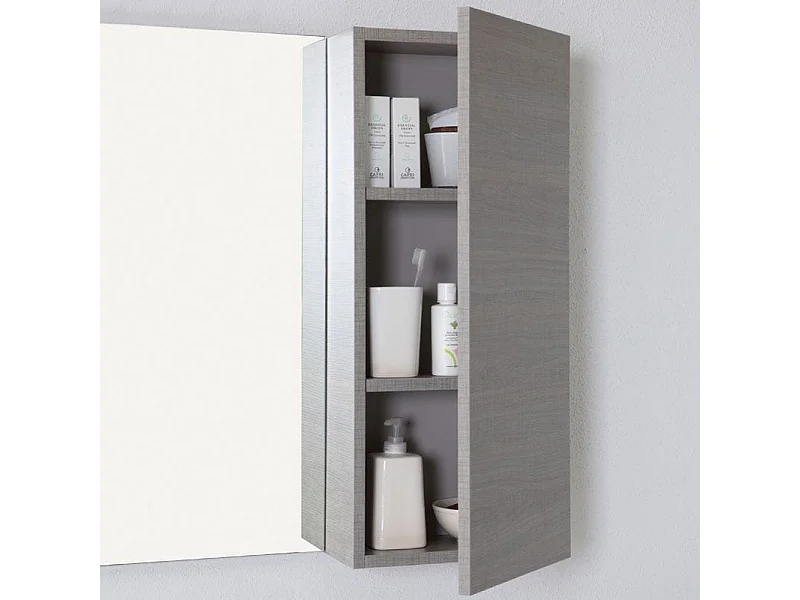 Meuble De Salle De Bains Profondeur Limitée Avec Portes Et Armoire Murale Gauche | Manhattan
