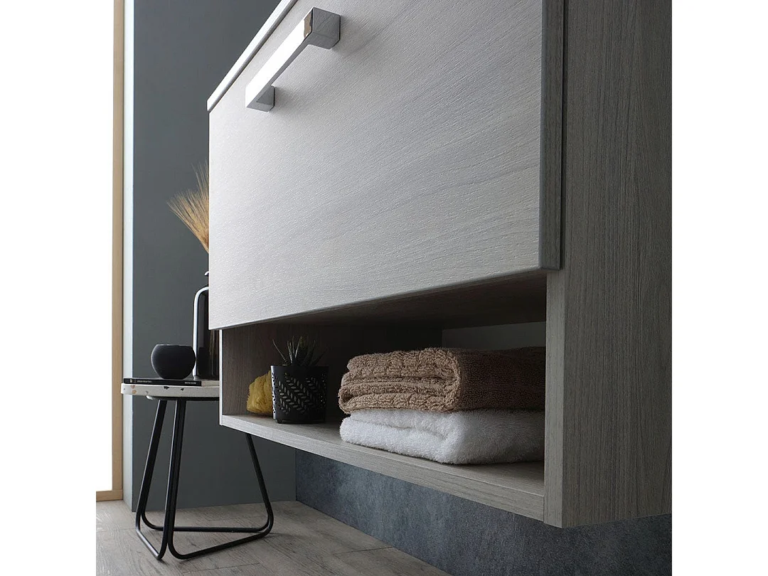 Armoire Murale 80Cm Chêne Gris Avec Lavabo Au Dessus | Lotto