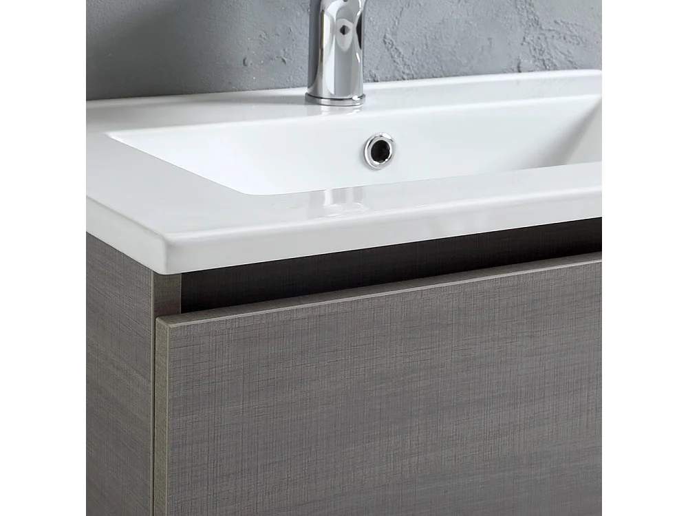 Salle De Bain Mobile Évier Avec Portes De 60 Cm Gris | Vinci