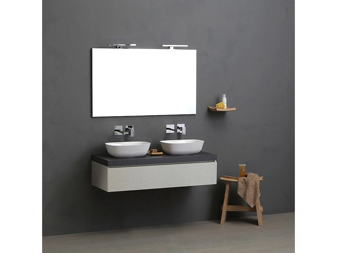 Meuble De Salle De Bains 120Cm Gris Perle Avec Double Vasque À Poser | Valentina