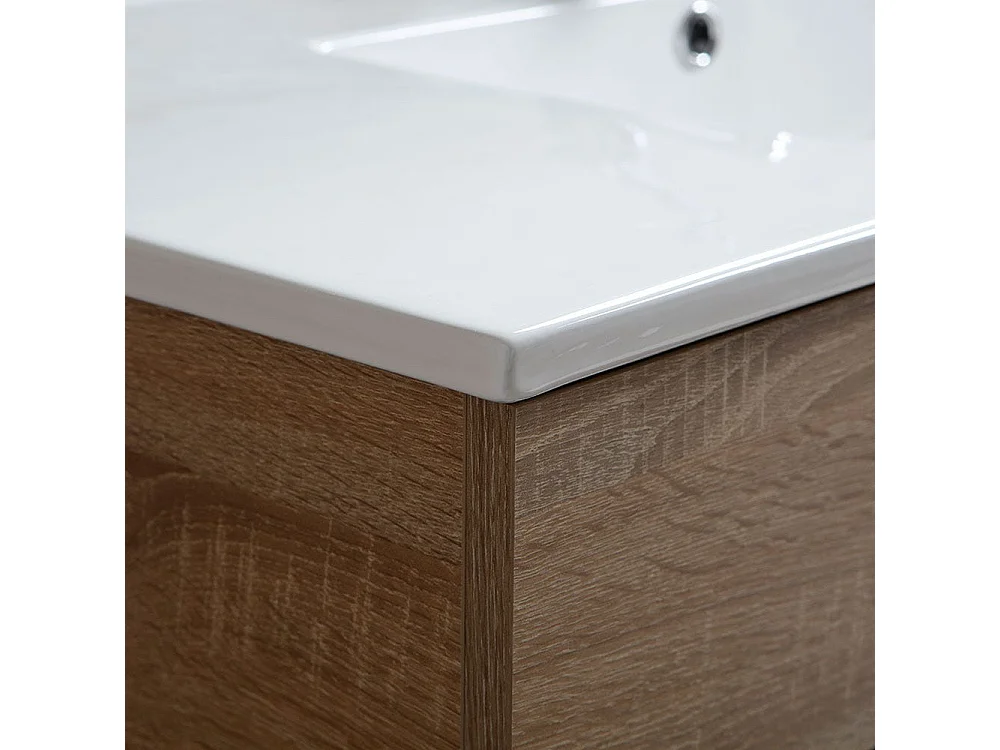 Meuble De Salle De Bain Suspendu 100 Cm En Bois De Chêne | Sole