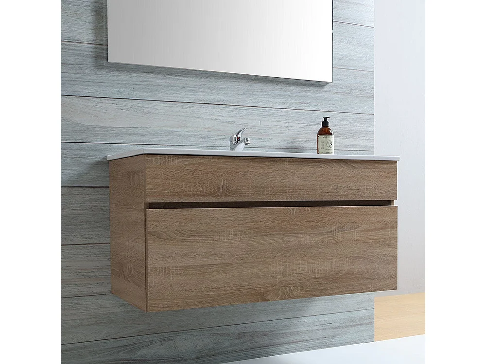 Meuble De Salle De Bain Suspendu 100 Cm En Bois De Chêne | Sole