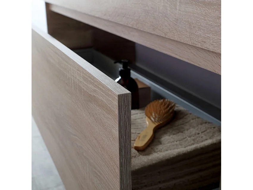 Meuble De Salle De Bain Suspendu 100 Cm En Bois De Chêne | Sole