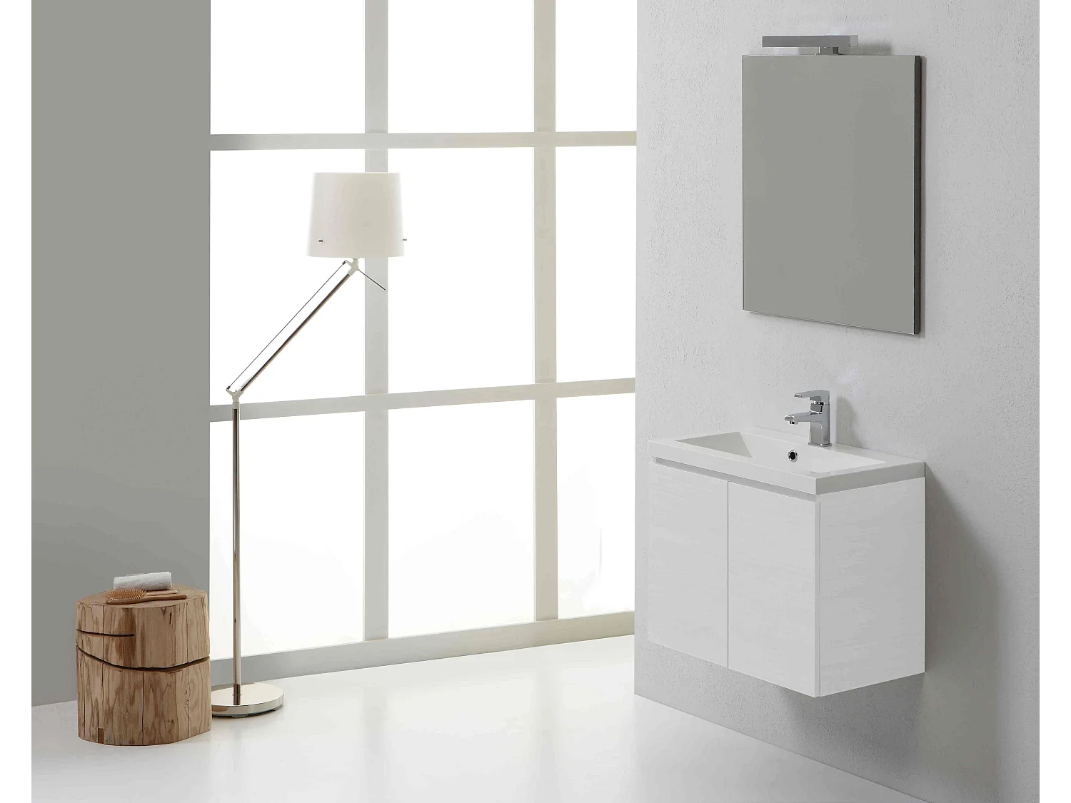 Meuble De Salle De Bains Suspendu 60 Cm Bois Blanchi | Manhattan