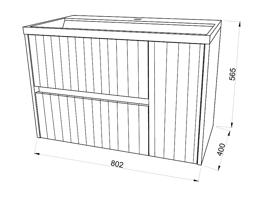 Meuble De Salle De Bain Suspendu De 80Cm Blanc Mat Cannelé | Cortina
