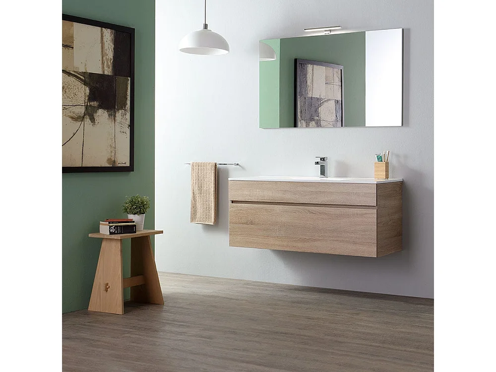 Meuble De Salle De Bain 120 Cm En Chêne Well Suspendu | Sole