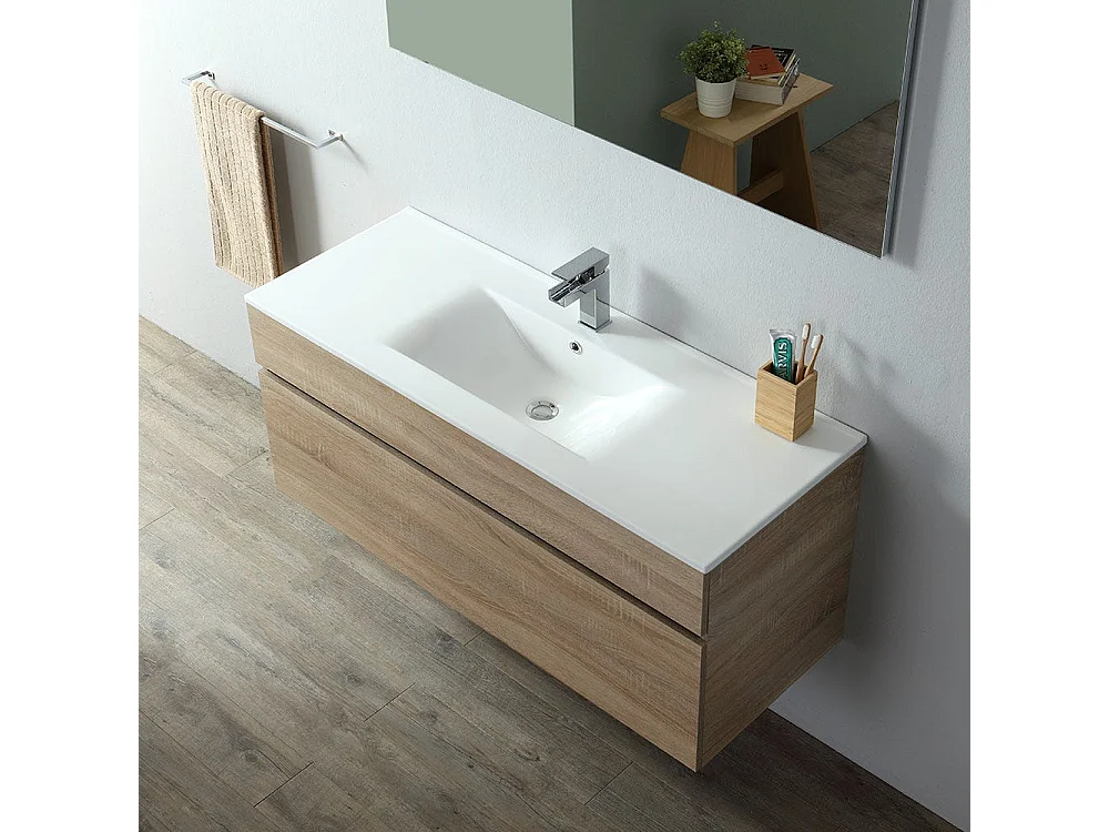 Meuble De Salle De Bain 120 Cm En Chêne Well Suspendu | Sole