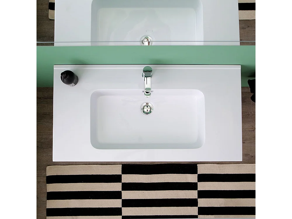 Meuble De Salle De Bain Avec Tiroir De Couleur Ciment Et Miroir Avec Led Intégré | Madrid