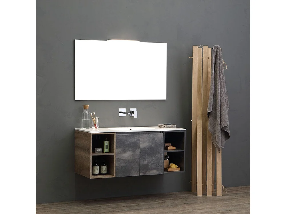 Meuble Suspendu Modulable 120 Cm Avec Porte Et Compartiment À Jour