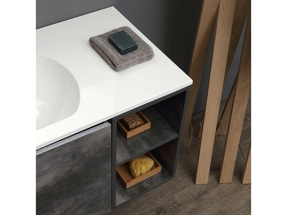 Meuble Suspendu Modulable 120 Cm Avec Porte Et Compartiment À Jour