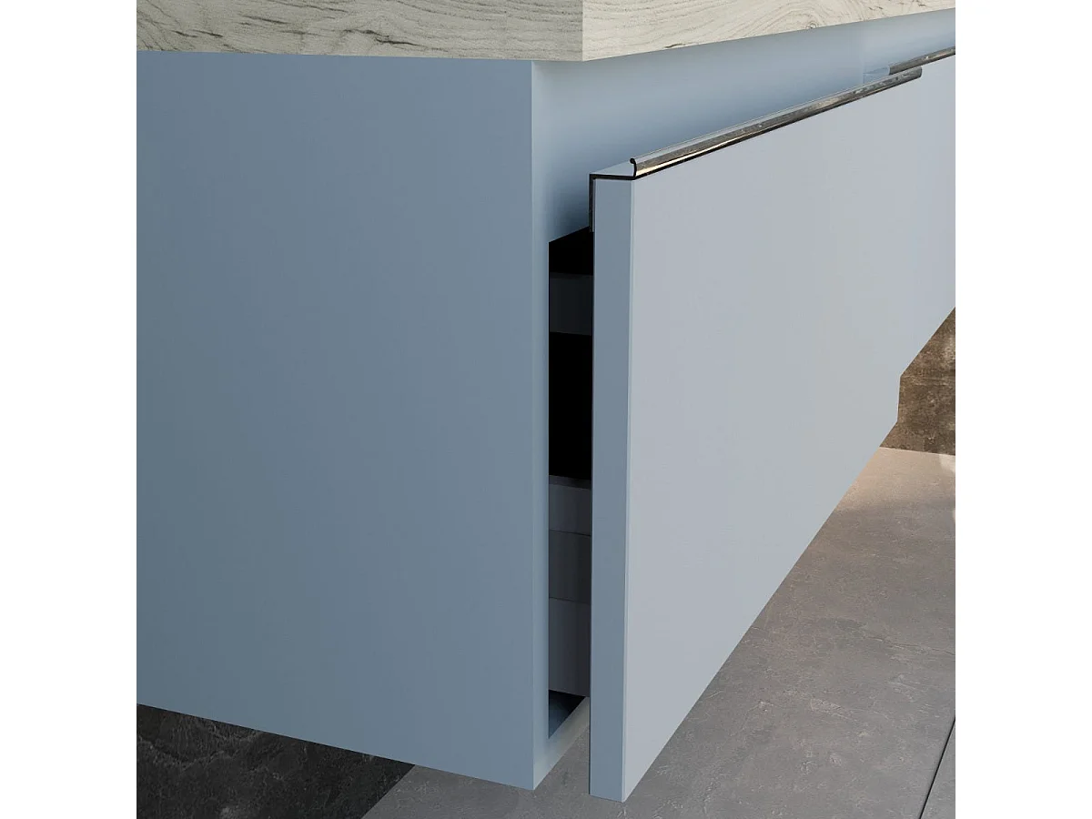 Armoire De Toilette Murale 120Cm Bleu Pastel Double Vasque Hpl | Diamante