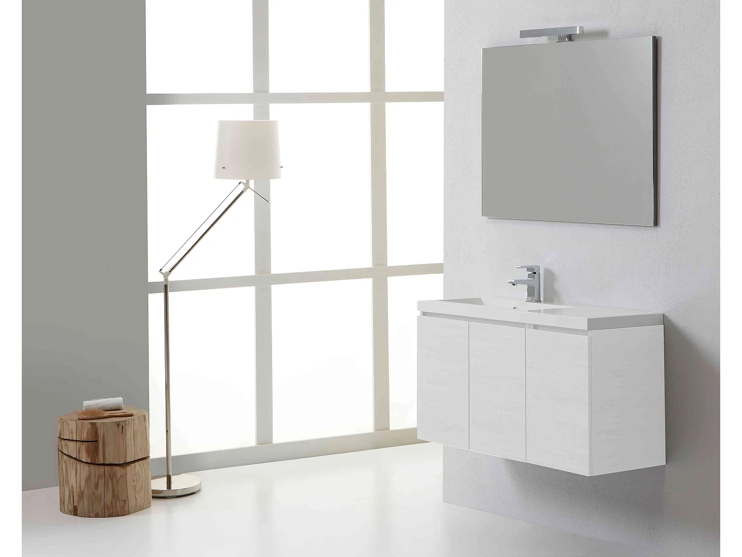 Meuble De Salle De Bains Gain D'espace Avec Portes 90 Cm Gauche