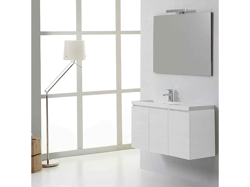 Meuble De Salle De Bains Gain D'espace Avec Portes 90 Cm Gauche