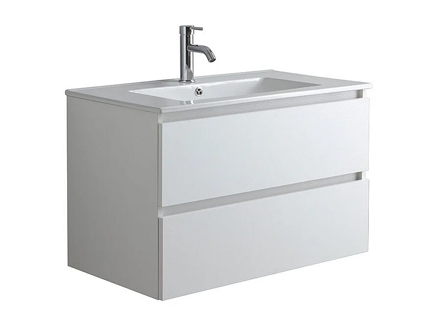Meuble De Salle De Bains Avec Lavabo 80Cm Blanc | Bilbao