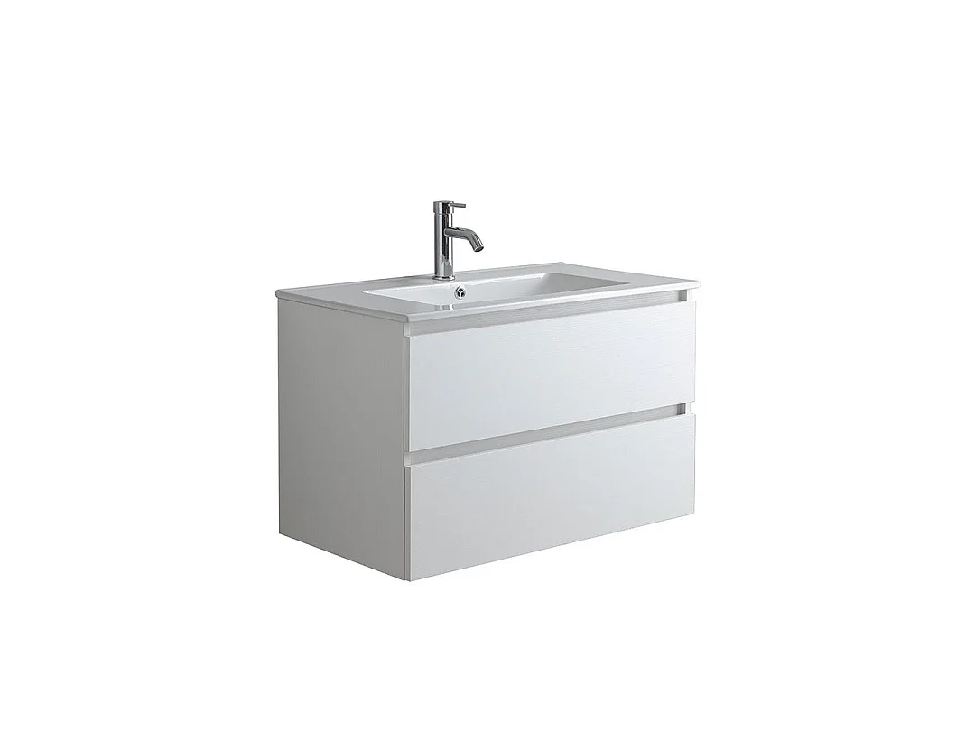 Meuble De Salle De Bains Avec Lavabo 80Cm Blanc | Bilbao