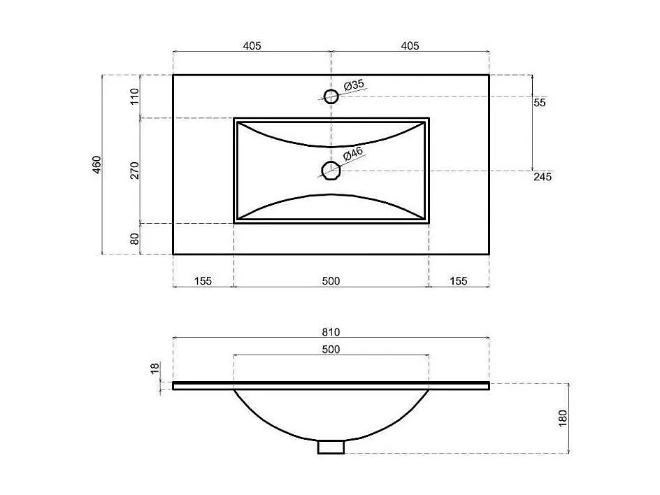 Meuble De Salle De Bains 80 Cm Avec Deux Tiroirs En Bois Blanc, Lavabo En Céramique | Berlin