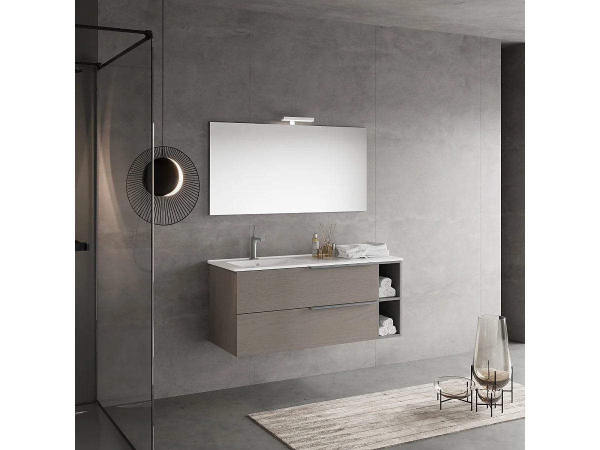 Meuble De Salle De Bains Mural De 120 Cm Avec 2 Tiroirs À Cendres Et Un Compartiment Ouvert  | New York